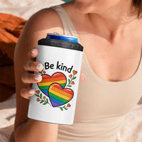 Be Kind Rainbow Heart 4 in 1 Can Cooler Tumbler Spread Kindness LGBTQ Love Pride Month - Wonder Print Shop
