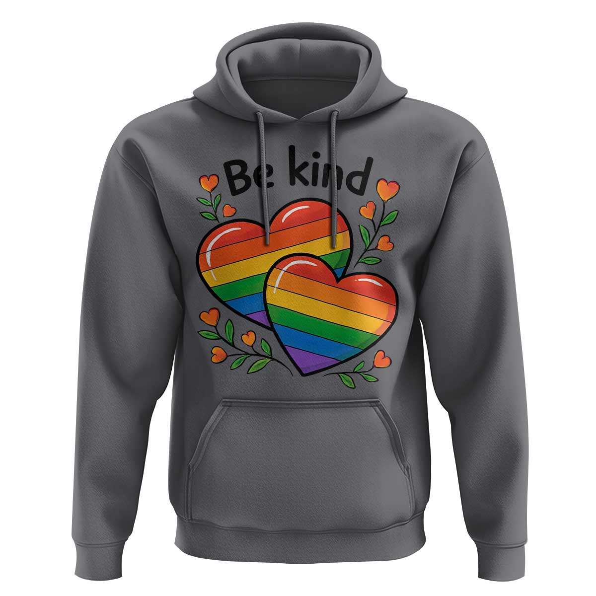 Be Kind Rainbow Heart Hoodie Spread Kindness LGBTQ Love Pride Month - Wonder Print Shop