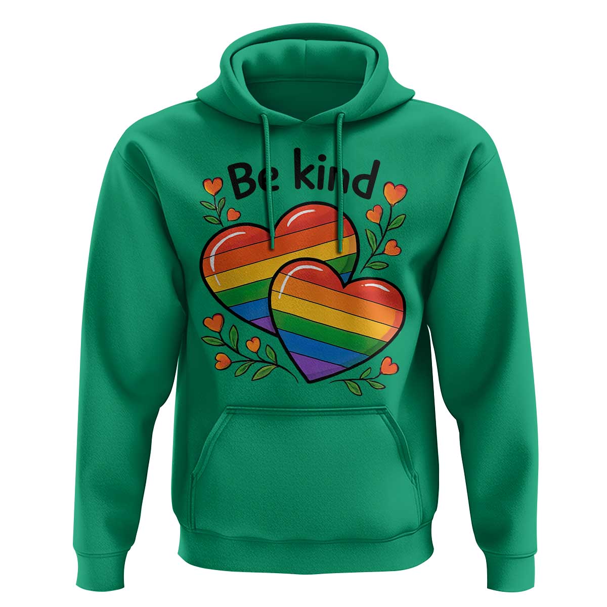 Be Kind Rainbow Heart Hoodie Spread Kindness LGBTQ Love Pride Month - Wonder Print Shop