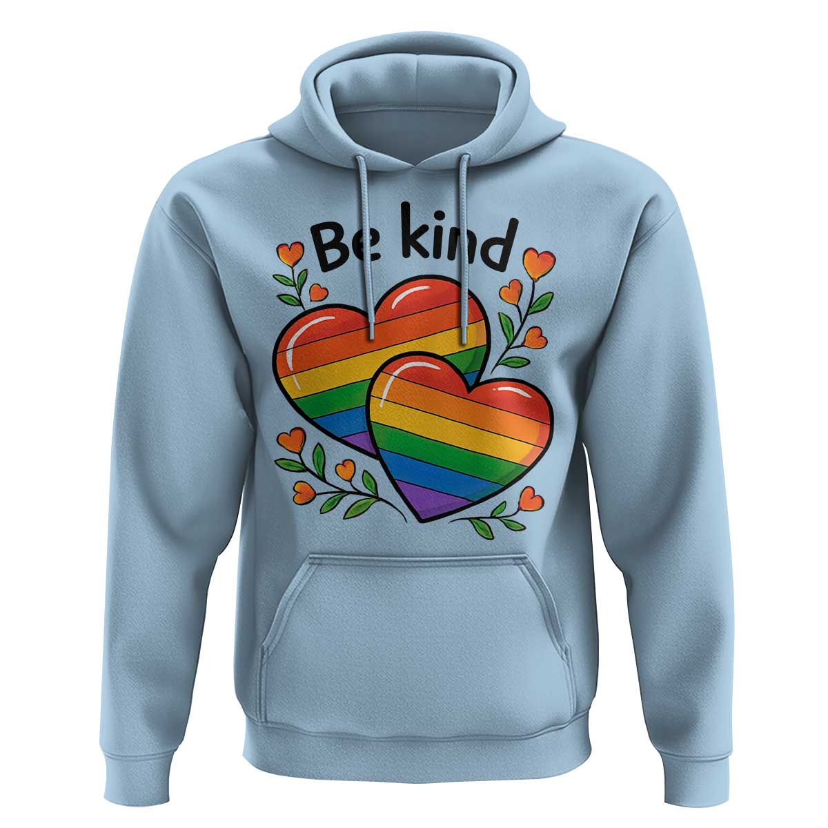 Be Kind Rainbow Heart Hoodie Spread Kindness LGBTQ Love Pride Month - Wonder Print Shop