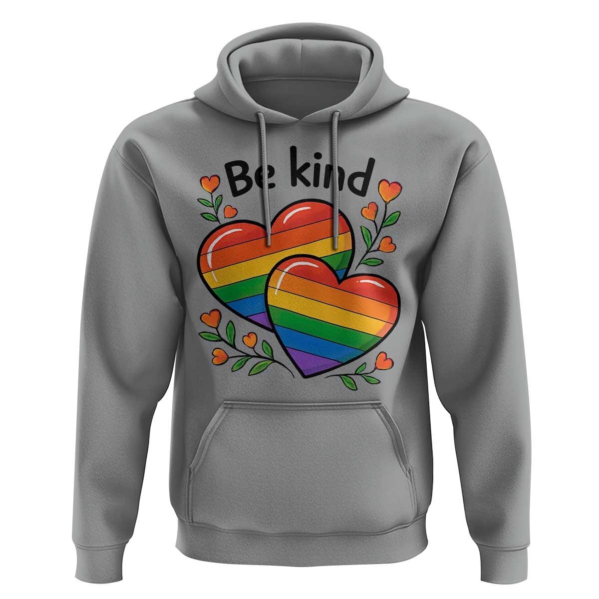Be Kind Rainbow Heart Hoodie Spread Kindness LGBTQ Love Pride Month - Wonder Print Shop