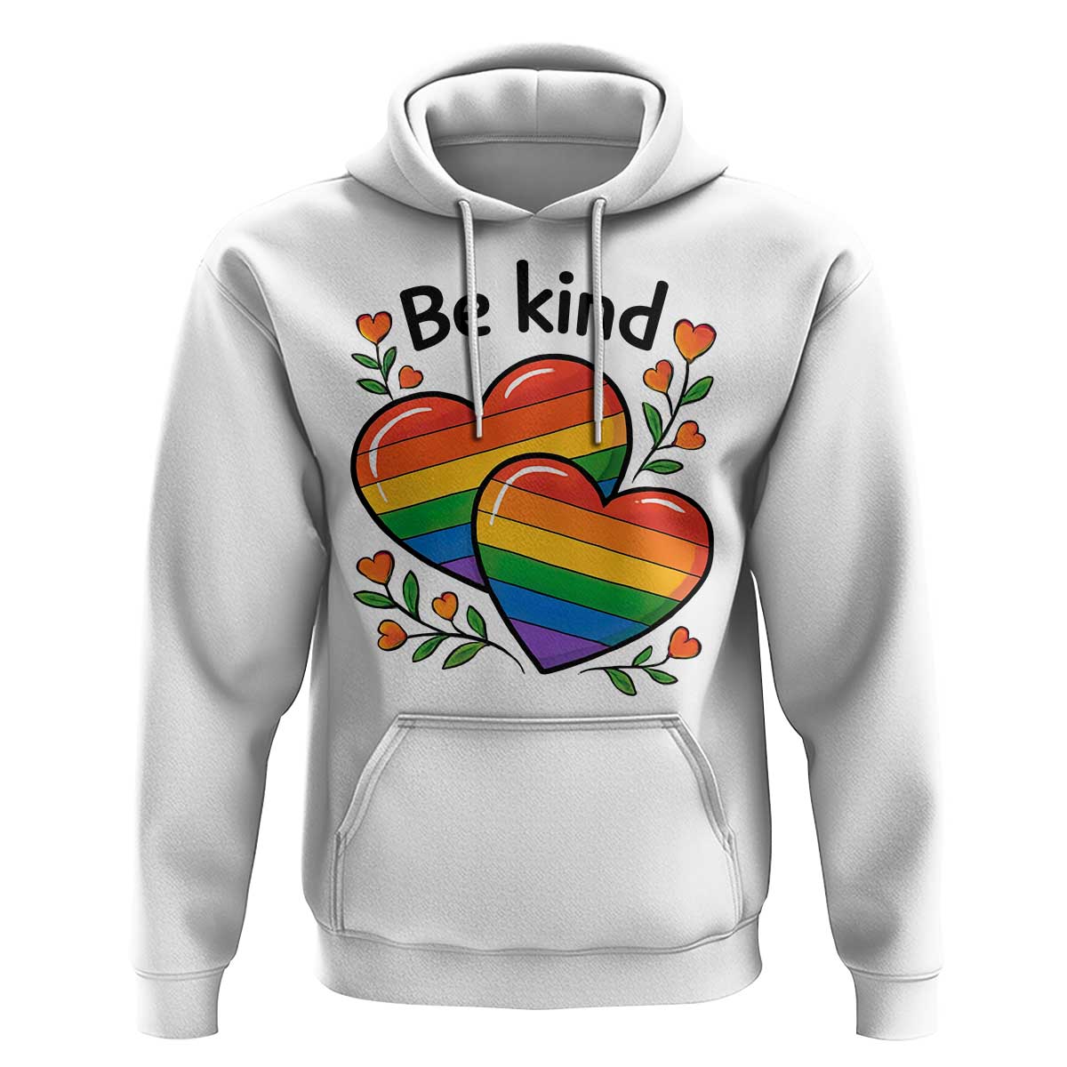 Be Kind Rainbow Heart Hoodie Spread Kindness LGBTQ Love Pride Month - Wonder Print Shop