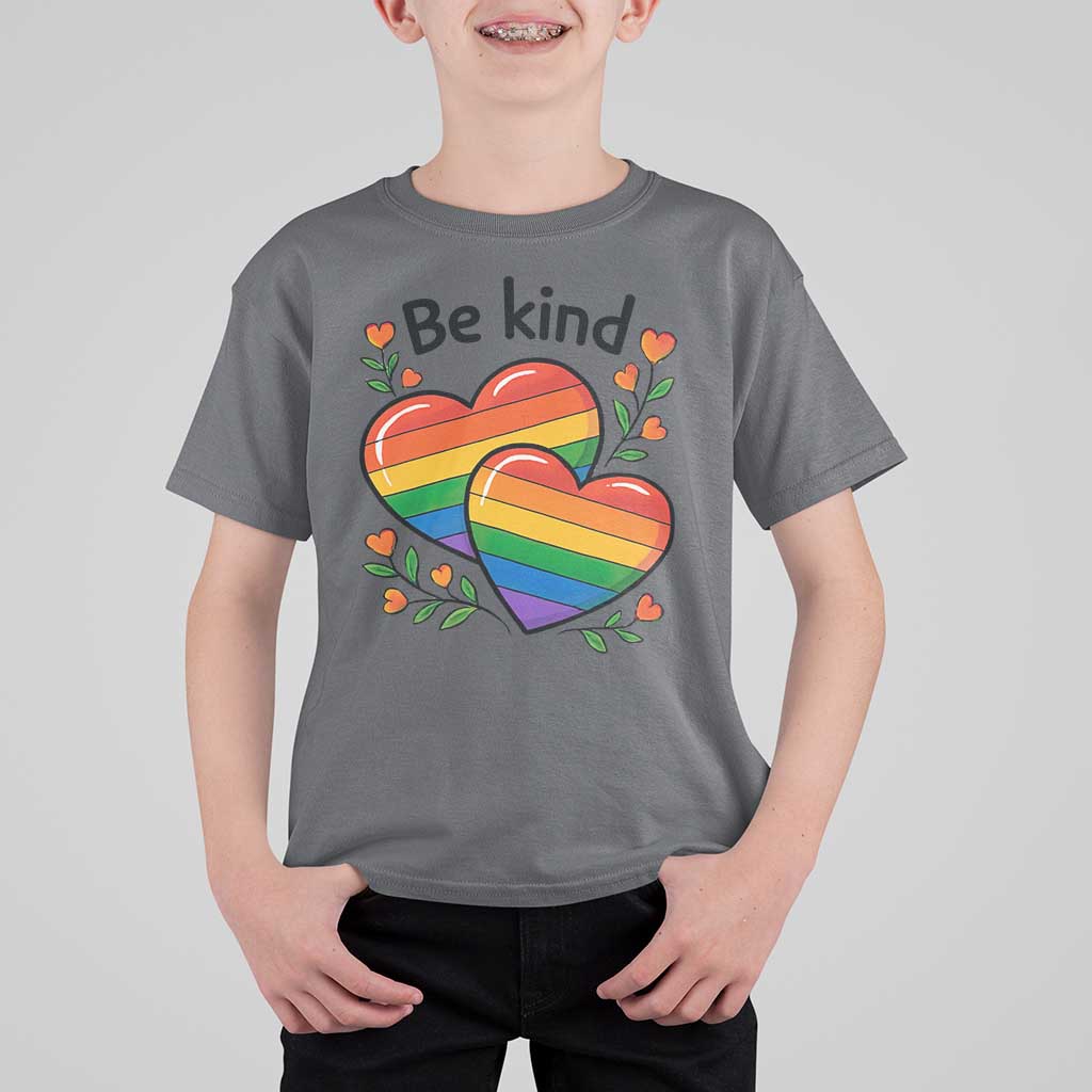 Be Kind Rainbow Heart T Shirt For Kid Spread Kindness LGBTQ Love Pride Month - Wonder Print Shop