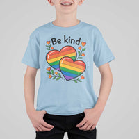 Be Kind Rainbow Heart T Shirt For Kid Spread Kindness LGBTQ Love Pride Month - Wonder Print Shop
