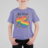 Be Kind Rainbow Heart T Shirt For Kid Spread Kindness LGBTQ Love Pride Month - Wonder Print Shop