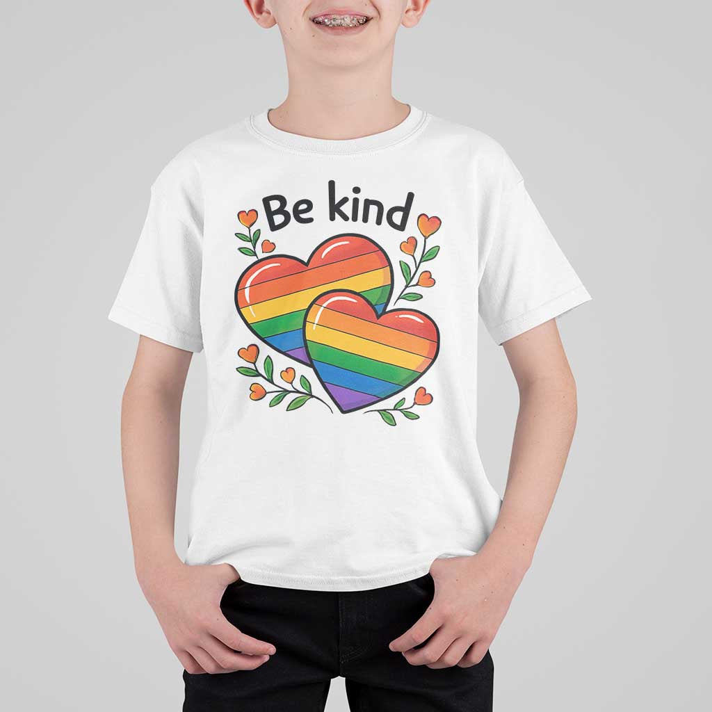 Be Kind Rainbow Heart T Shirt For Kid Spread Kindness LGBTQ Love Pride Month - Wonder Print Shop