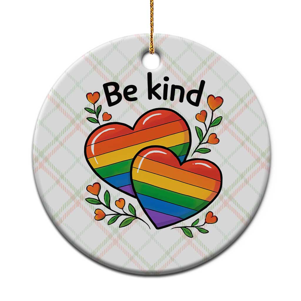 Be Kind Rainbow Heart Ceramic Ornament Spread Kindness LGBTQ Love Pride Month - Wonder Print Shop
