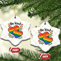 Be Kind Rainbow Heart Ceramic Ornament Spread Kindness LGBTQ Love Pride Month - Wonder Print Shop