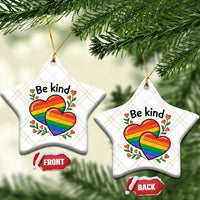 Be Kind Rainbow Heart Ceramic Ornament Spread Kindness LGBTQ Love Pride Month - Wonder Print Shop