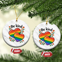 Be Kind Rainbow Heart Ceramic Ornament Spread Kindness LGBTQ Love Pride Month - Wonder Print Shop