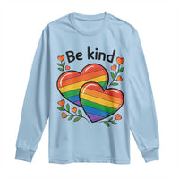 Be Kind Rainbow Heart Long Sleeve Shirt Spread Kindness LGBTQ Love Pride Month - Wonder Print Shop