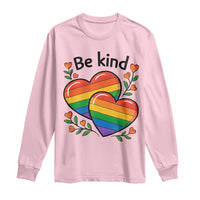 Be Kind Rainbow Heart Long Sleeve Shirt Spread Kindness LGBTQ Love Pride Month - Wonder Print Shop