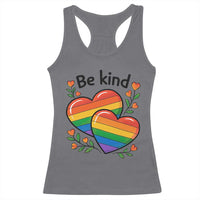 Be Kind Rainbow Heart Racerback Tank Top Spread Kindness LGBTQ Love Pride Month - Wonder Print Shop