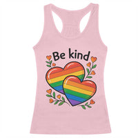 Be Kind Rainbow Heart Racerback Tank Top Spread Kindness LGBTQ Love Pride Month - Wonder Print Shop