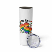 Be Kind Rainbow Heart Skinny Tumbler Spread Kindness LGBTQ Love Pride Month - Wonder Print Shop