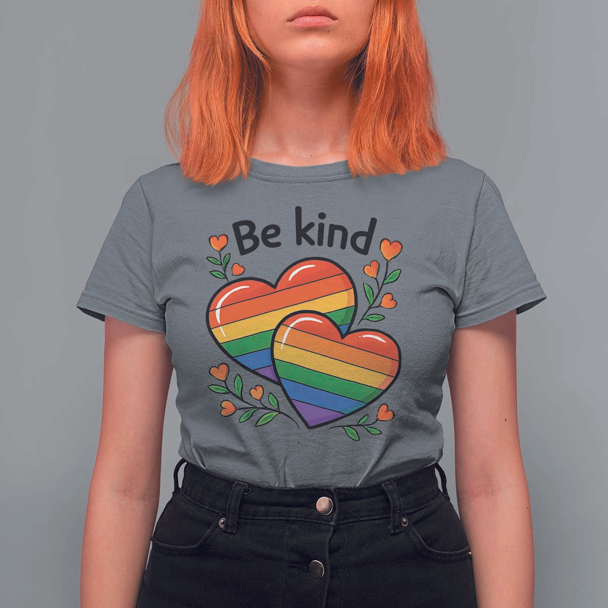 Be Kind Rainbow Heart T Shirt For Women Spread Kindness LGBTQ Love Pride Month - Wonder Print Shop