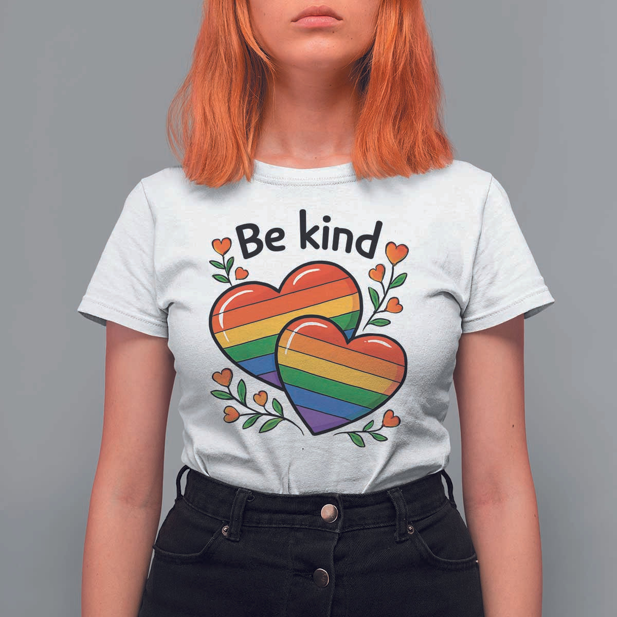 Be Kind Rainbow Heart T Shirt For Women Spread Kindness LGBTQ Love Pride Month - Wonder Print Shop
