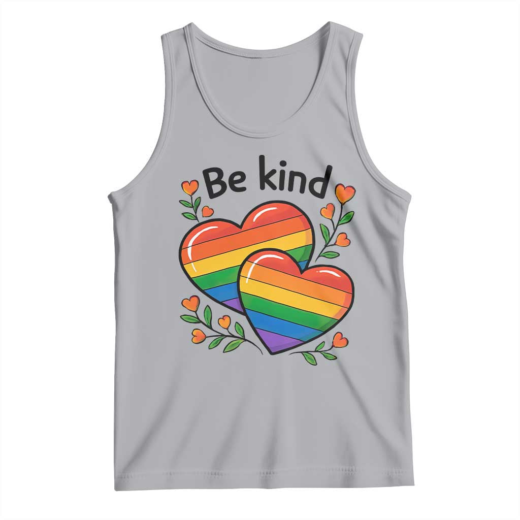 Be Kind Rainbow Heart Tank Top Spread Kindness LGBTQ Love Pride Month - Wonder Print Shop