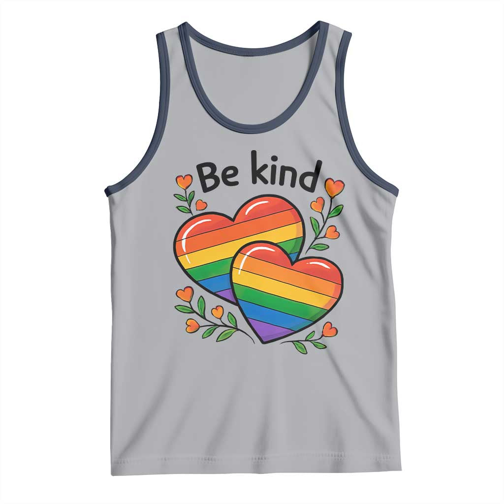 Be Kind Rainbow Heart Tank Top Spread Kindness LGBTQ Love Pride Month - Wonder Print Shop