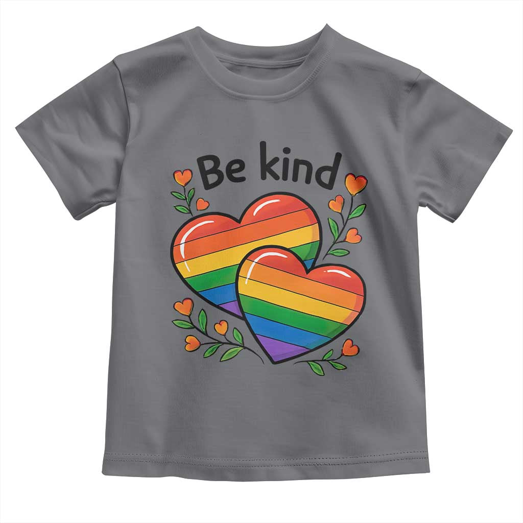 Be Kind Rainbow Heart Toddler T Shirt Spread Kindness LGBTQ Love Pride Month - Wonder Print Shop