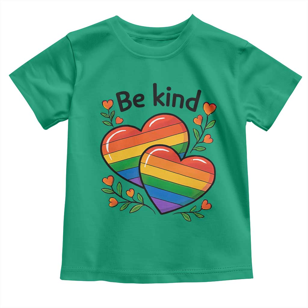Be Kind Rainbow Heart Toddler T Shirt Spread Kindness LGBTQ Love Pride Month - Wonder Print Shop