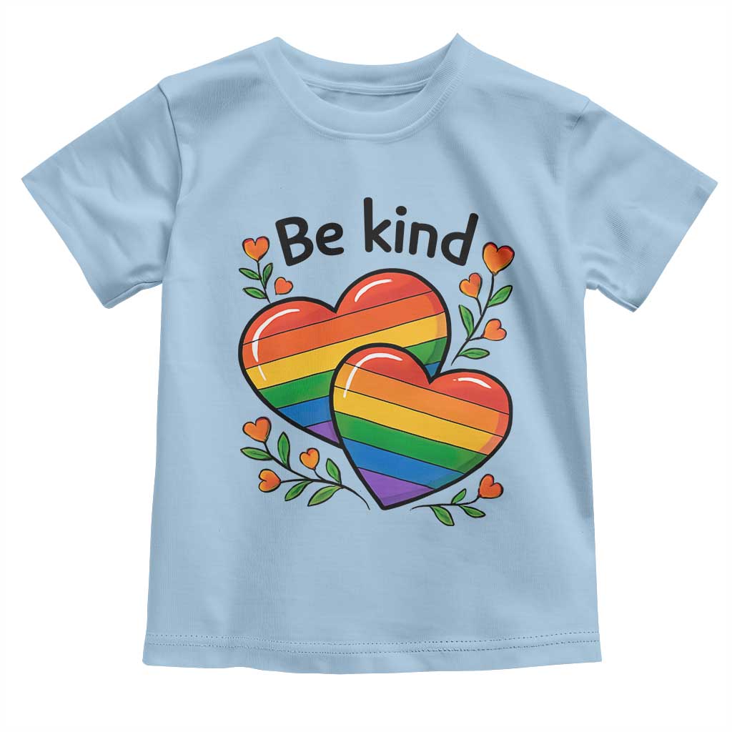 Be Kind Rainbow Heart Toddler T Shirt Spread Kindness LGBTQ Love Pride Month - Wonder Print Shop