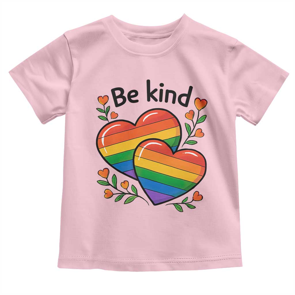 Be Kind Rainbow Heart Toddler T Shirt Spread Kindness LGBTQ Love Pride Month - Wonder Print Shop