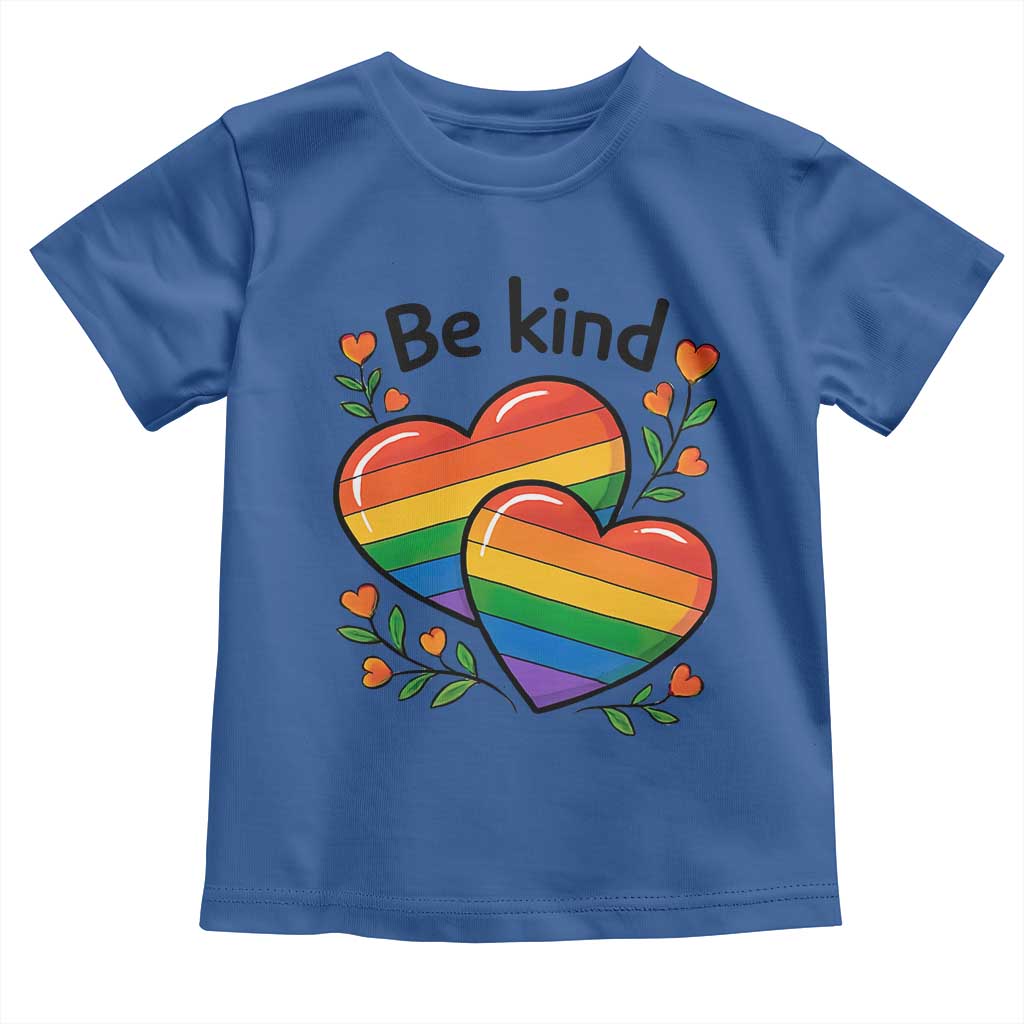 Be Kind Rainbow Heart Toddler T Shirt Spread Kindness LGBTQ Love Pride Month - Wonder Print Shop