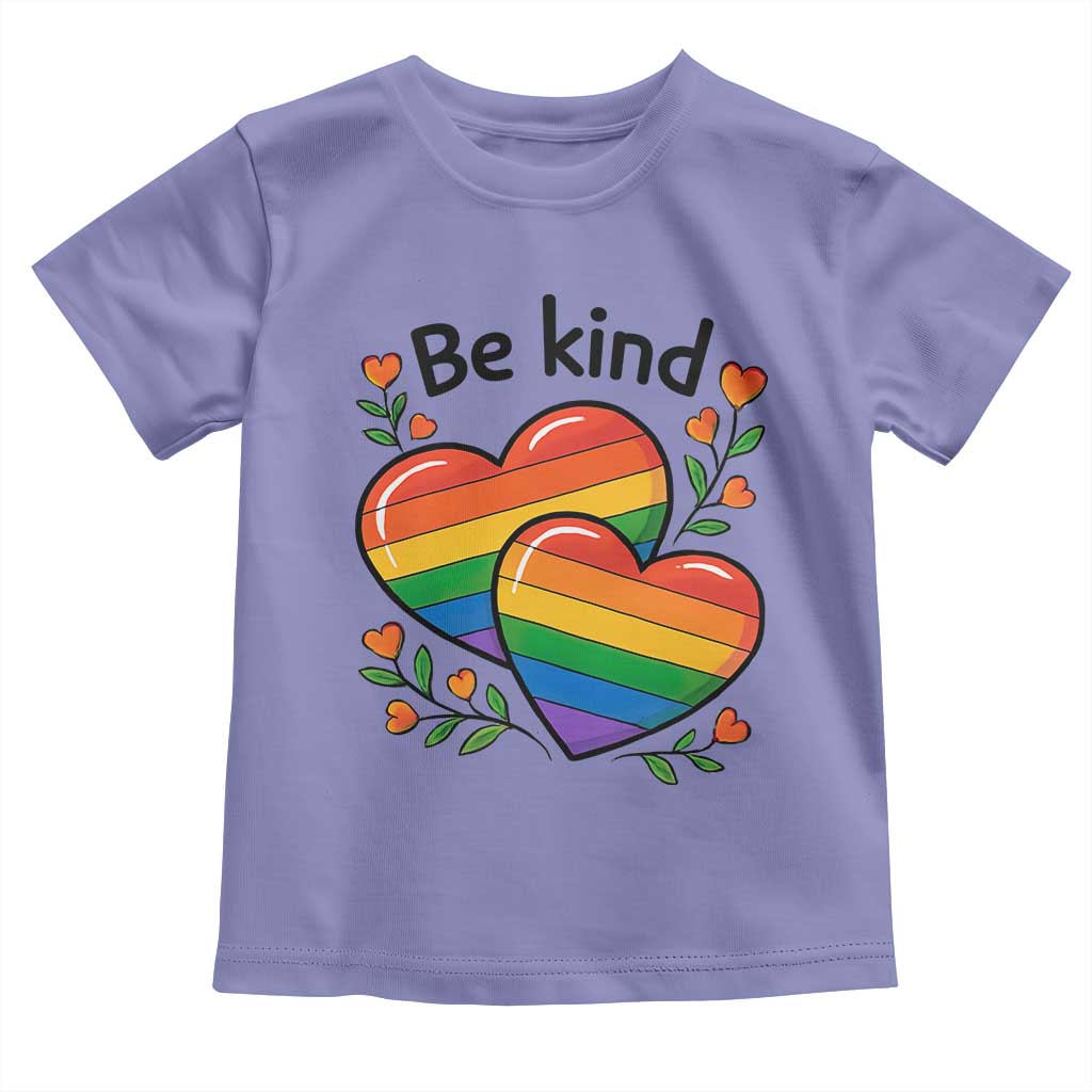 Be Kind Rainbow Heart Toddler T Shirt Spread Kindness LGBTQ Love Pride Month - Wonder Print Shop