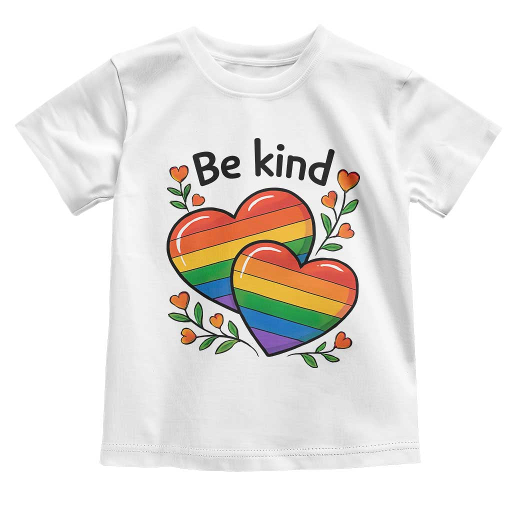 Be Kind Rainbow Heart Toddler T Shirt Spread Kindness LGBTQ Love Pride Month - Wonder Print Shop