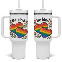 Be Kind Rainbow Heart Tumbler With Handle Spread Kindness LGBTQ Love Pride Month - Wonder Print Shop