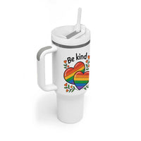 Be Kind Rainbow Heart Tumbler With Handle Spread Kindness LGBTQ Love Pride Month - Wonder Print Shop