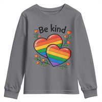 Be Kind Rainbow Heart Youth Sweatshirt Spread Kindness LGBTQ Love Pride Month - Wonder Print Shop