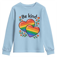 Be Kind Rainbow Heart Youth Sweatshirt Spread Kindness LGBTQ Love Pride Month - Wonder Print Shop