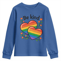 Be Kind Rainbow Heart Youth Sweatshirt Spread Kindness LGBTQ Love Pride Month - Wonder Print Shop