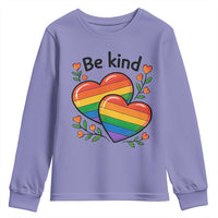 Be Kind Rainbow Heart Youth Sweatshirt Spread Kindness LGBTQ Love Pride Month - Wonder Print Shop