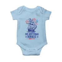 Rejecting Kings Since 1776 Baby Onesie Vintage Patriotic Ship 4th Of July Fireworks - Wonder Print Shop