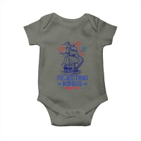 Rejecting Kings Since 1776 Baby Onesie Vintage Patriotic Ship 4th Of July Fireworks - Wonder Print Shop