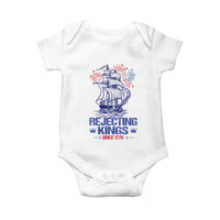 Rejecting Kings Since 1776 Baby Onesie Vintage Patriotic Ship 4th Of July Fireworks - Wonder Print Shop