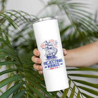 Rejecting Kings Since 1776 Skinny Tumbler Vintage Patriotic Ship 4th Of July Fireworks - Wonder Print Shop