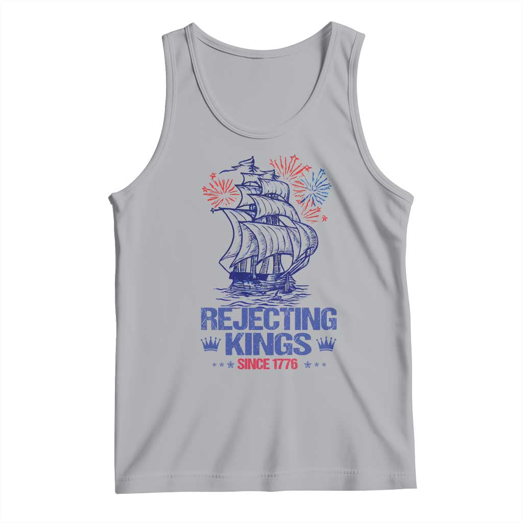 Rejecting Kings Since 1776 Tank Top Vintage Patriotic Ship 4th Of July Fireworks - Wonder Print Shop