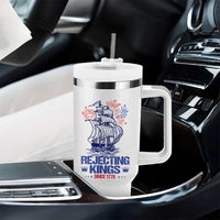 Rejecting Kings Since 1776 Tumbler With Handle Vintage Patriotic Ship 4th Of July Fireworks - Wonder Print Shop