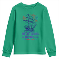 Rejecting Kings Since 1776 Youth Sweatshirt Vintage Patriotic Ship 4th Of July Fireworks - Wonder Print Shop