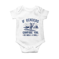 If Genders Confuse You Go Milk a Bull Baby Onesie Sarcastic Country Humor - Wonder Print Shop