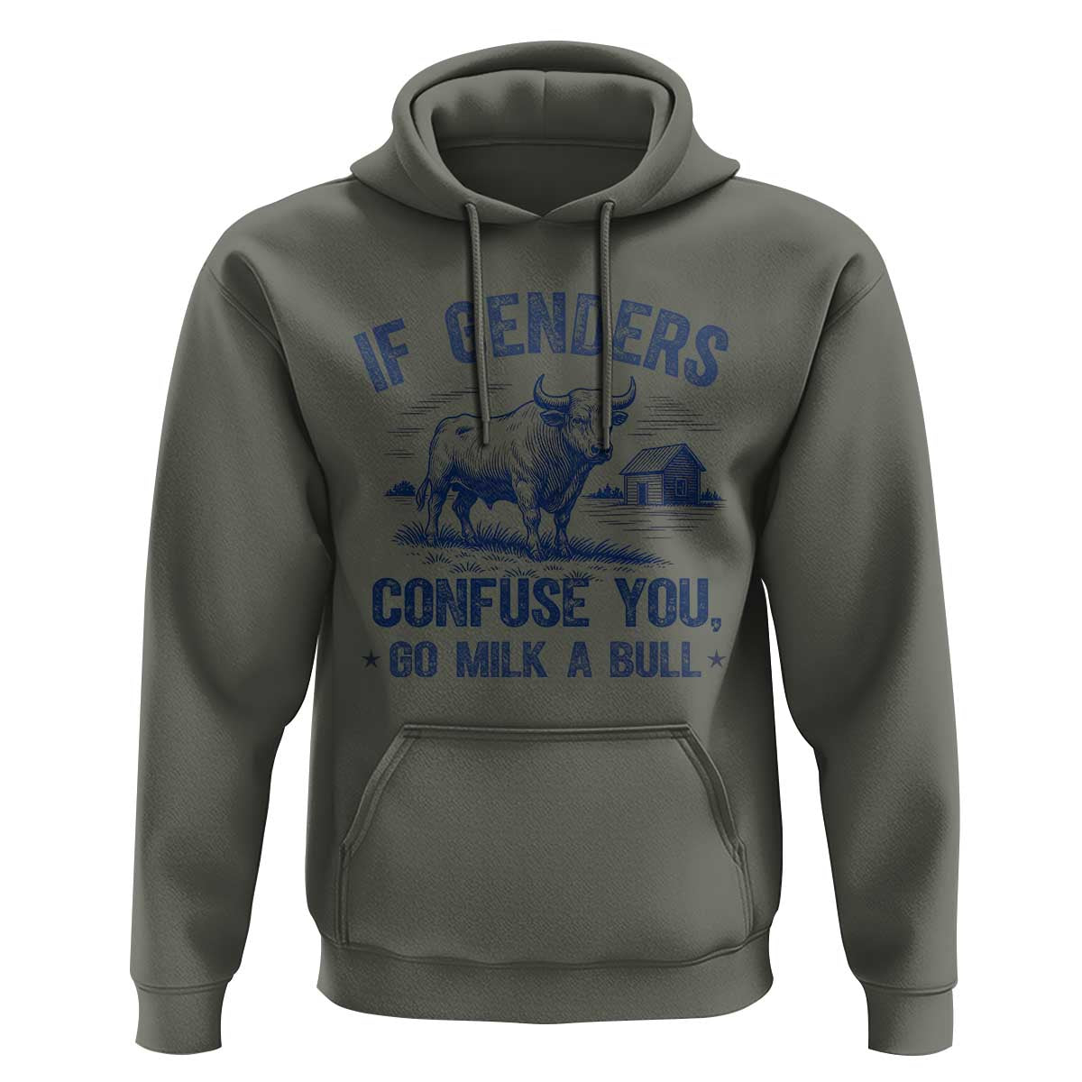 If Genders Confuse You Go Milk a Bull Hoodie Sarcastic Country Humor - Wonder Print Shop