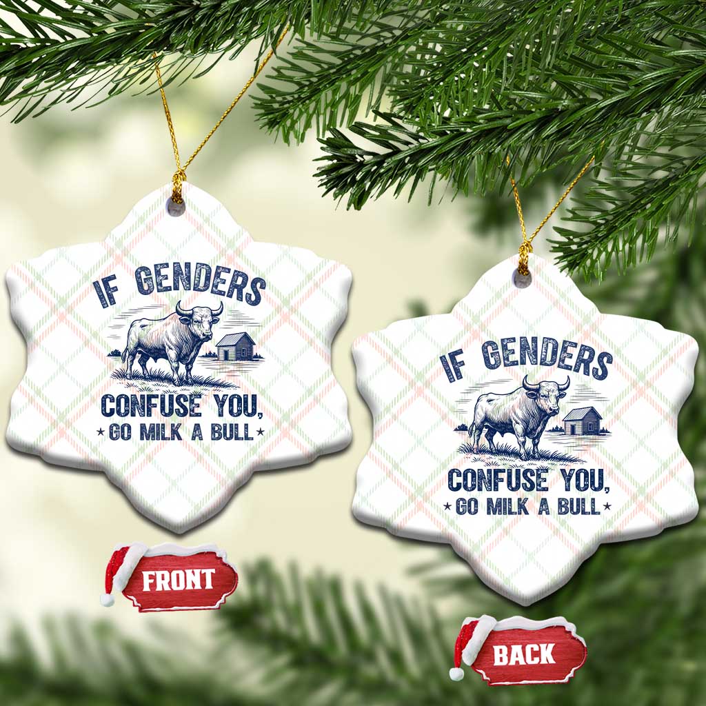 If Genders Confuse You Go Milk a Bull Ceramic Ornament Sarcastic Country Humor - Wonder Print Shop
