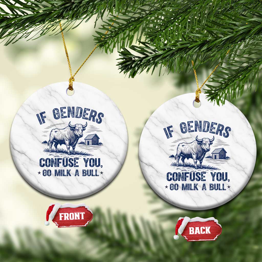If Genders Confuse You Go Milk a Bull Ceramic Ornament Sarcastic Country Humor - Wonder Print Shop