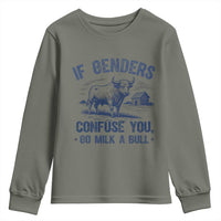 If Genders Confuse You Go Milk a Bull Youth Sweatshirt Sarcastic Country Humor - Wonder Print Shop