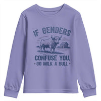 If Genders Confuse You Go Milk a Bull Youth Sweatshirt Sarcastic Country Humor - Wonder Print Shop