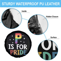 P is for Pride Spare Tire Cover Funny Rainbow Alphabet Celebrating LGBTQ+ Identity - Wonder Print Shop